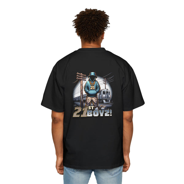 Men's Heavy Oversized Tee with 21st Boyz Design - Casual Streetwear, Graphic Tee, Cool Gift, Summer Fashion, Unique Statement Shirt