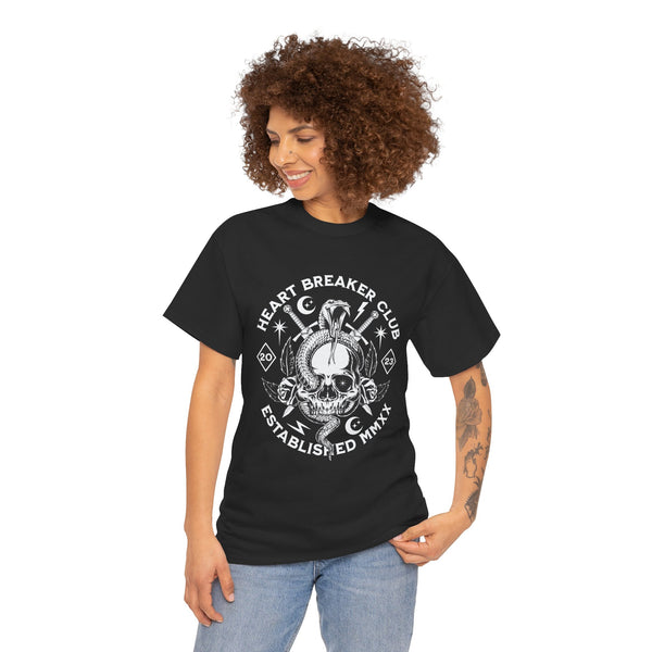 HEART BREAKER CLUB Skull Unisex Heavy Cotton Tee - Edgy Graphic T-Shirt for Casual Vibes