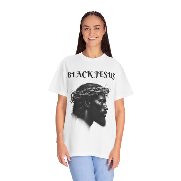 Black Jesus Unisex Garment-Dyed T-shirt, Vintage Graphic Tee