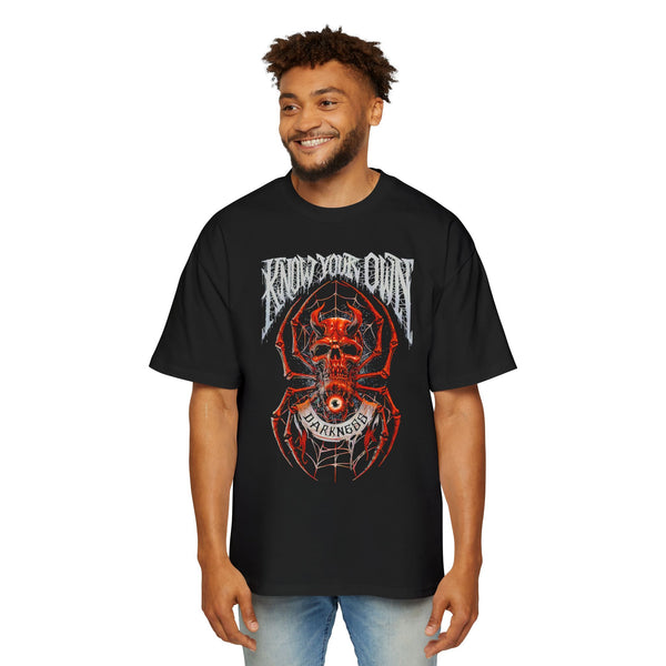 Men's Heavy Oversized Tee with Spider Graphic, Edgy Streetwear, Casual Fashion, Band Merch
