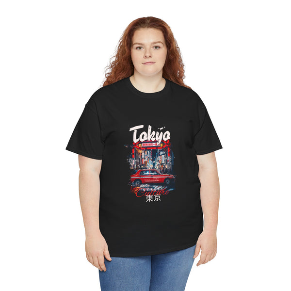 Tokyo Vintage Car Unisex Heavy Cotton Tee - Retro Graphic T-Shirt