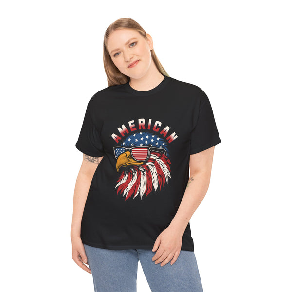 Patriotic Eagle Graphic Tee - Unisex Heavy Cotton Shirt for Independence Day
