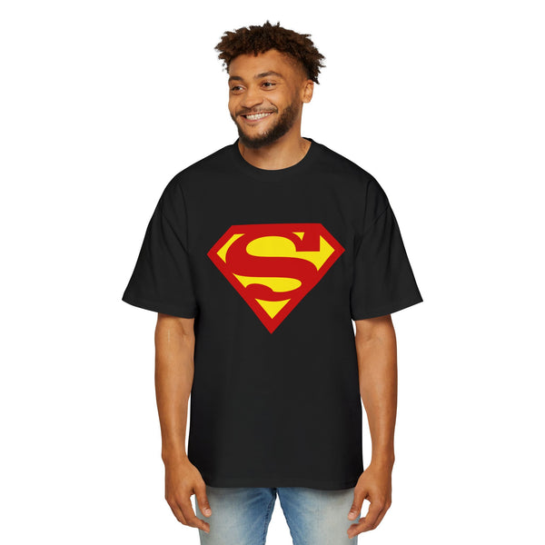 Men's Heavy Oversized Superman Tee - Heroic Graphic Shirt for Comic Fans