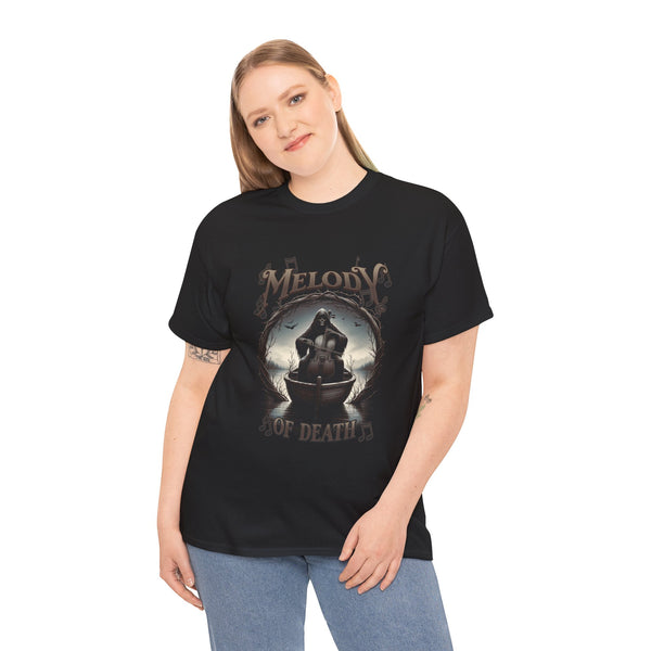 Unisex Heavy Cotton Tee - 'Melody of Death' Graphic T-Shirt for Music Lovers