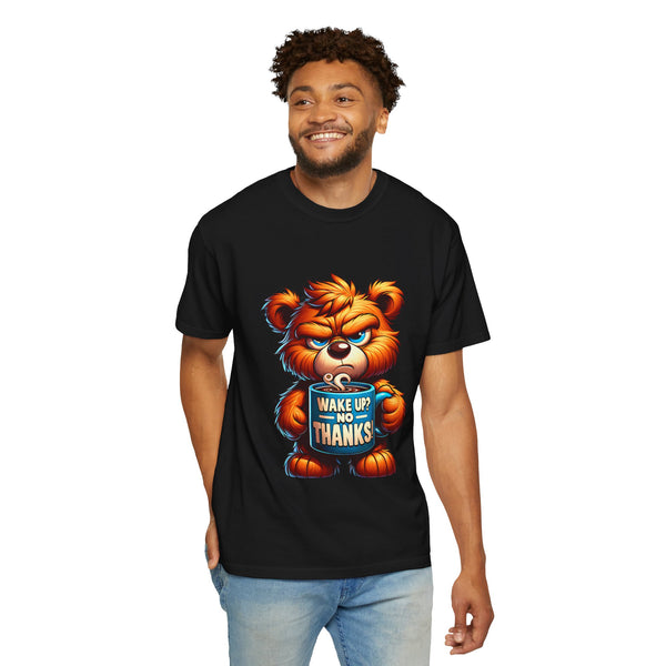 Funny Graphic T-Shirt, Cute Bear Design, Wake Up No Thanks Shirt