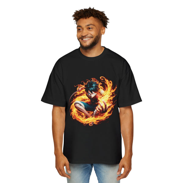 Fierce Flame Graphic Tee for Anime Lovers, Oversized Men's T-Shirt, Perfect for Casual Wear
