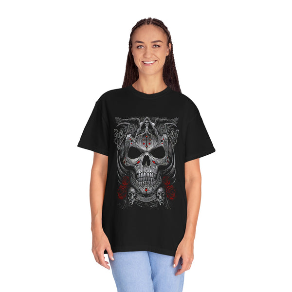Men's Skull Graphic T-Shirt, Edgy Unisex Tee, Gothic Apparel, Perfect for Rock Concerts, Halloween & Casual Outfits