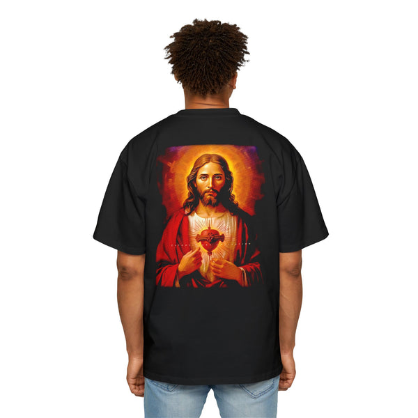 Men's Heavy Oversized Tee - Vintage Christ Design