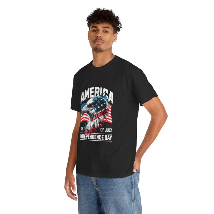 4th of July Eagle Graphic Tee - Unisex Heavy Cotton Shirt for Independence Day Celebrations - Black - S - 4th of July Eagle Graphic Tee - Unisex Heavy Cotton Shirt for Independence Day Celebrations - Tatoo Tee