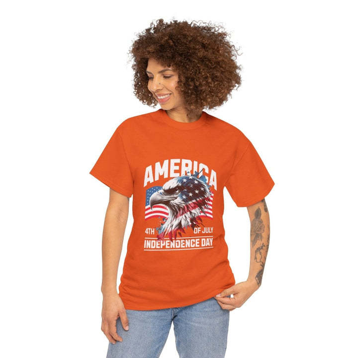4th of July Eagle Graphic Tee - Unisex Heavy Cotton Shirt for Independence Day Celebrations - Cardinal Red - S - 4th of July Eagle Graphic Tee - Unisex Heavy Cotton Shirt for Independence Day Celebrations - Tatoo Tee