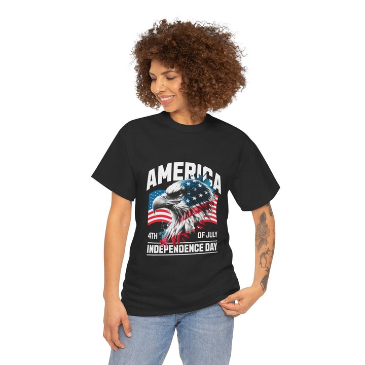 4th of July Eagle Graphic Tee - Unisex Heavy Cotton Shirt for Independence Day Celebrations - Cardinal Red - S - 4th of July Eagle Graphic Tee - Unisex Heavy Cotton Shirt for Independence Day Celebrations - Tatoo Tee
