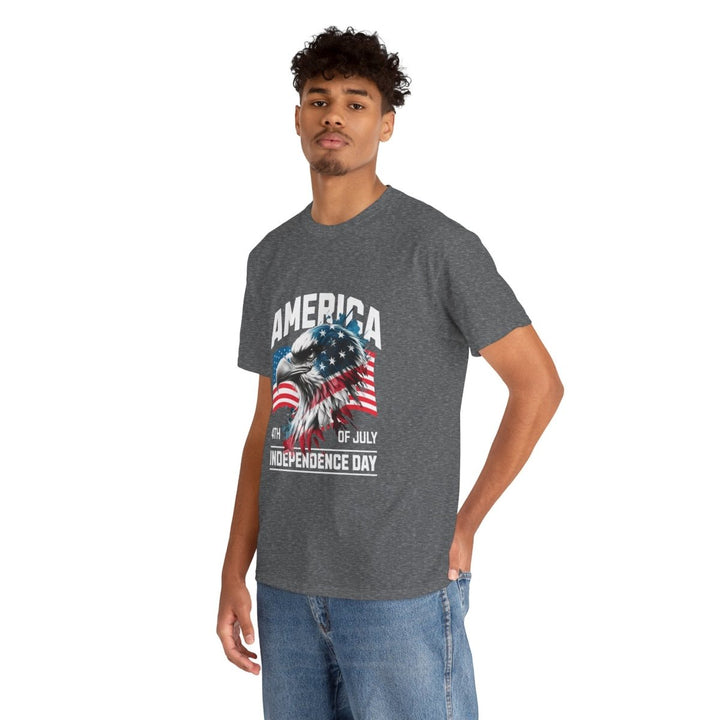 4th of July Eagle Graphic Tee - Unisex Heavy Cotton Shirt for Independence Day Celebrations - Cardinal Red - S - 4th of July Eagle Graphic Tee - Unisex Heavy Cotton Shirt for Independence Day Celebrations - Tatoo Tee