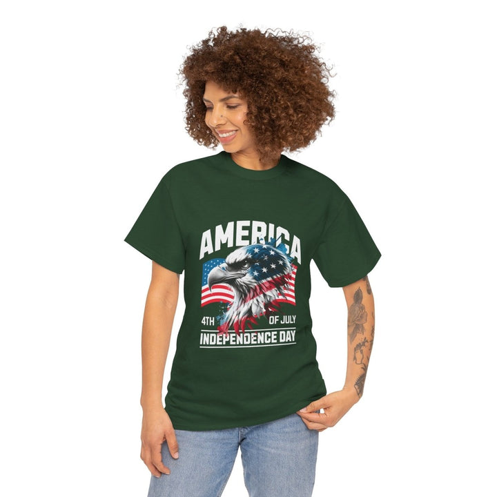4th of July Eagle Graphic Tee - Unisex Heavy Cotton Shirt for Independence Day Celebrations - Cardinal Red - S - 4th of July Eagle Graphic Tee - Unisex Heavy Cotton Shirt for Independence Day Celebrations - Tatoo Tee