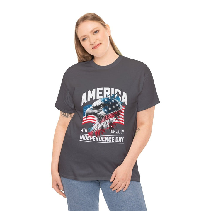 4th of July Eagle Graphic Tee - Unisex Heavy Cotton Shirt for Independence Day Celebrations - Charcoal - S - 4th of July Eagle Graphic Tee - Unisex Heavy Cotton Shirt for Independence Day Celebrations - Tatoo Tee