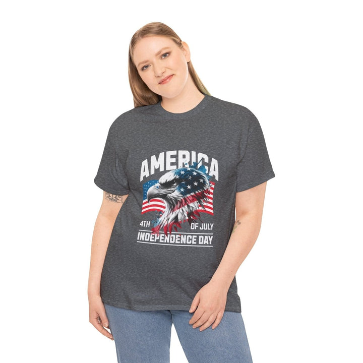 4th of July Eagle Graphic Tee - Unisex Heavy Cotton Shirt for Independence Day Celebrations - Graphite Heather - S - 4th of July Eagle Graphic Tee - Unisex Heavy Cotton Shirt for Independence Day Celebrations - Tatoo Tee