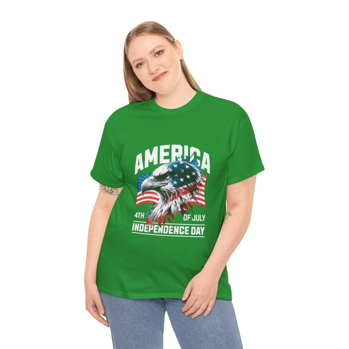 4th of July Eagle Graphic Tee - Unisex Heavy Cotton Shirt for Independence Day Celebrations - Irish Green - S - 4th of July Eagle Graphic Tee - Unisex Heavy Cotton Shirt for Independence Day Celebrations - Tatoo Tee