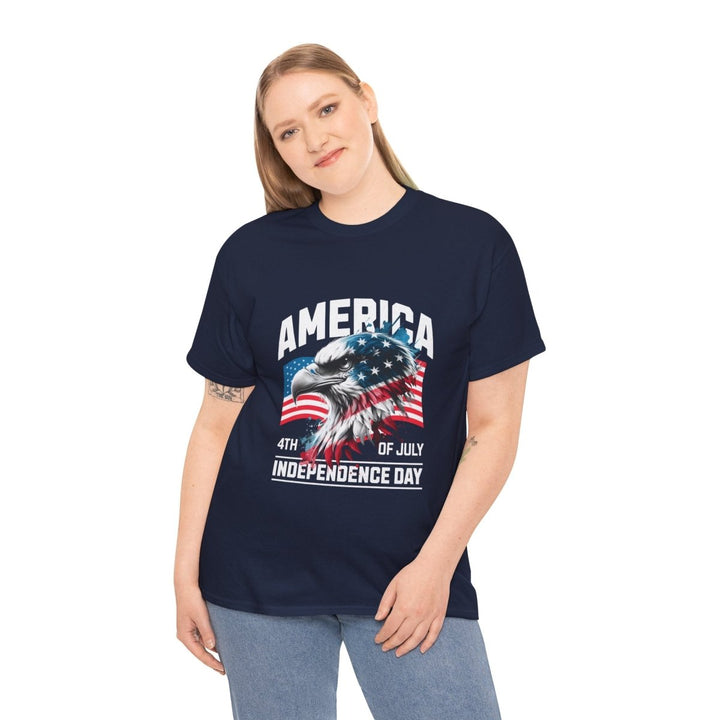 4th of July Eagle Graphic Tee - Unisex Heavy Cotton Shirt for Independence Day Celebrations - Navy - S - 4th of July Eagle Graphic Tee - Unisex Heavy Cotton Shirt for Independence Day Celebrations - Tatoo Tee