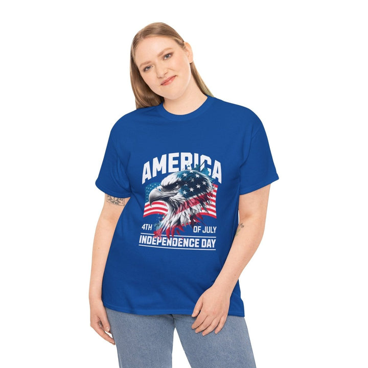 4th of July Eagle Graphic Tee - Unisex Heavy Cotton Shirt for Independence Day Celebrations - Royal - S - 4th of July Eagle Graphic Tee - Unisex Heavy Cotton Shirt for Independence Day Celebrations - Tatoo Tee