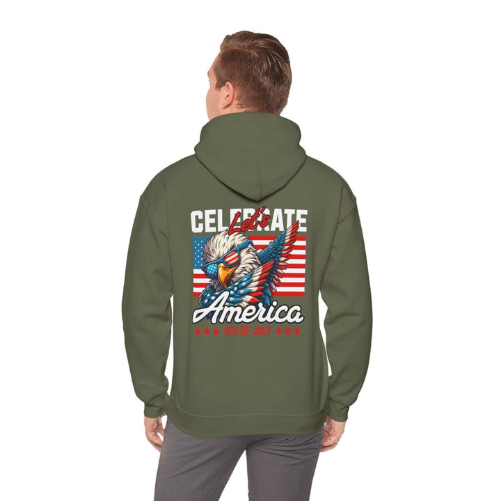 4th of July Unisex Hoodie with Eagle Design - Purple - S - 4th of July Unisex Hoodie with Eagle Design - Tatoo Tee