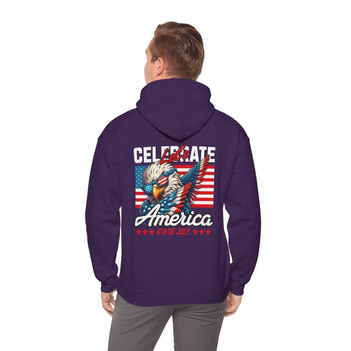 4th of July Unisex Hoodie with Eagle Design - Purple - S - 4th of July Unisex Hoodie with Eagle Design - Tatoo Tee