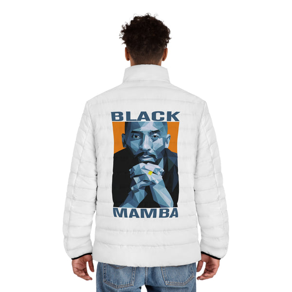 Men's Puffer Jacket with Black Mamba Graphic | Stylish Winter Outerwear