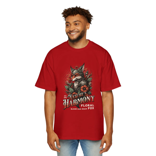 Nature's Harmony Floral Fox Oversized Tee for Men