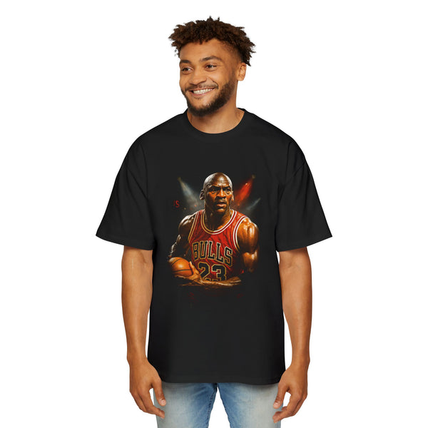 Michael Jordan Tribute Men's Heavy Oversized Tee - Retro Sports Graphic, Basketball Fan Shirt