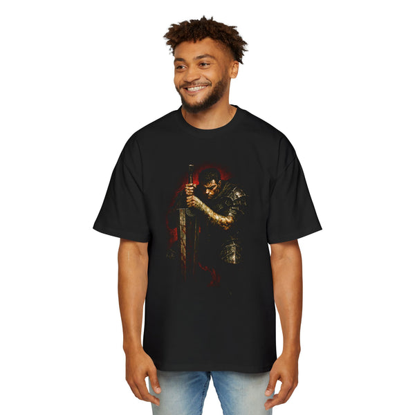 Men's Oversized Graphic Tee - Warrior Design, Comfortable Casual Wear Unisex Fashion