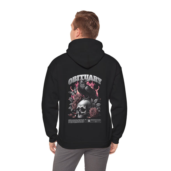 Gothic Obituary Hooded Sweatshirt for Music Lovers