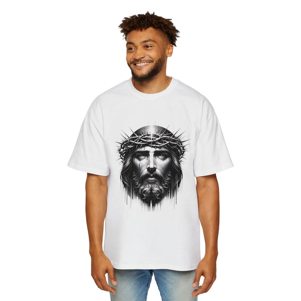Men's Jesus Oversized Graphic Tee - Religious Art, Casual Fashion
