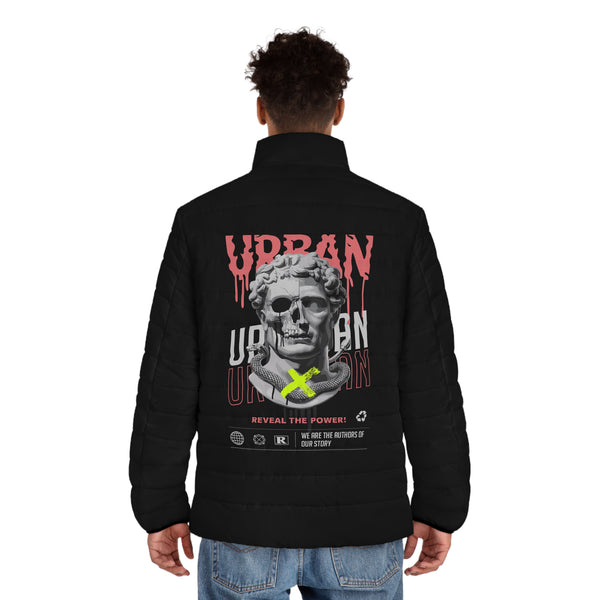 Urban Style Men's Puffer Jacket - Streetwear Statement with Graphic Design
