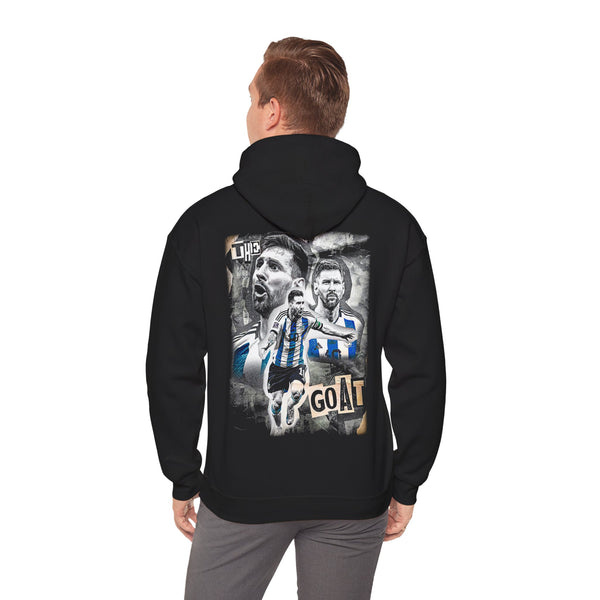 Messi GOAT Graphic Hoodie, Unisex Sports Sweatshirt, Gift for Soccer Fans, Athletic Apparel, Cozy Layering Piece
