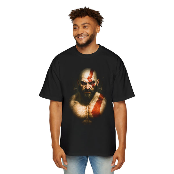 Men's Heavy Oversized Tee with God Of Warrior Design