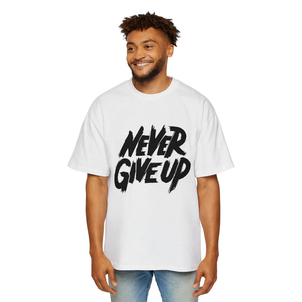 Motivational Oversized Tee - 'Never Give Up' Statement Shirt for Men