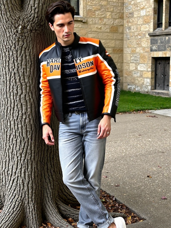 Harley Davidson Classic Cruiser Motorbike Leather Jacket