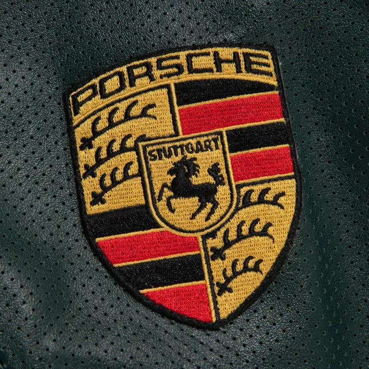 Aime Leon Dore × Porsche 993 Leather Jacket - Male - Dark Green - XS - Aime Leon Dore × Porsche 993 Leather Jacket - Tatoo Tee