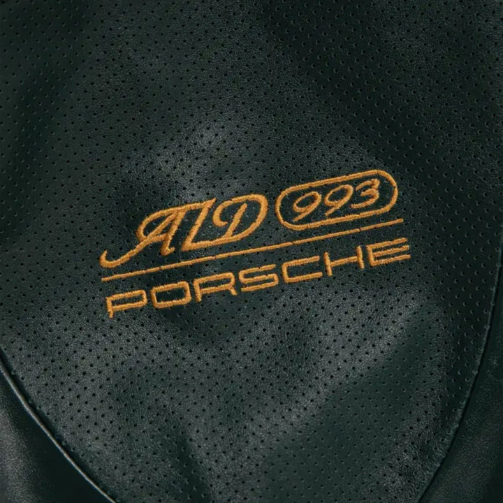 Aime Leon Dore × Porsche 993 Leather Jacket - Male - Dark Green - XS - Aime Leon Dore × Porsche 993 Leather Jacket - Tatoo Tee
