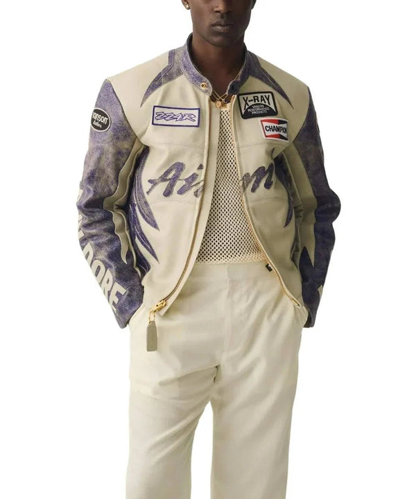Aimé Leon Dore x Vanson Distressed Leather Moto Jacket - Male - XS - Aimé Leon Dore x Vanson Distressed Leather Moto Jacket - Tatoo Tee