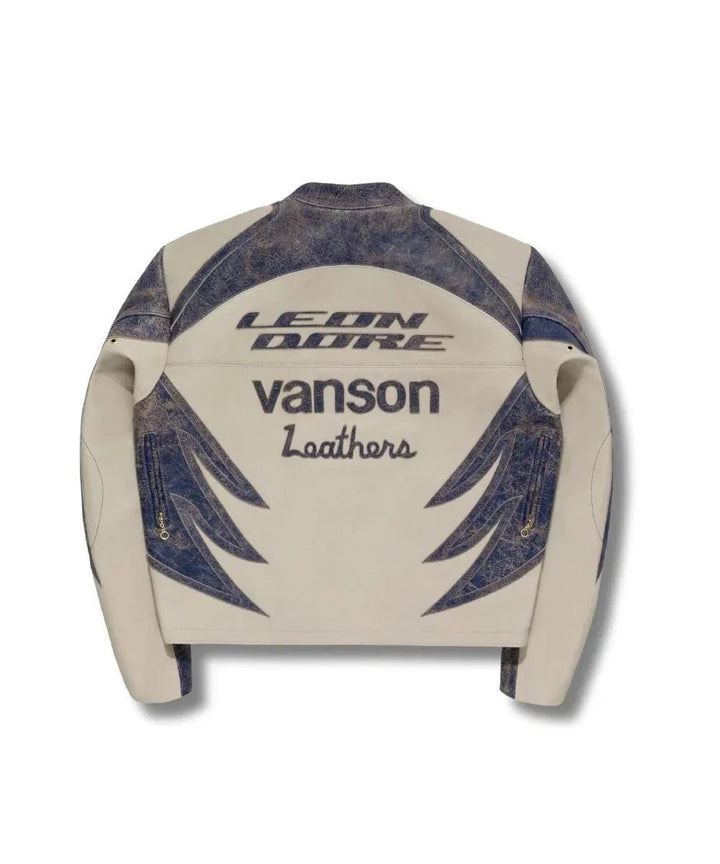 Aimé Leon Dore x Vanson Distressed Leather Moto Jacket - Male - XS - Aimé Leon Dore x Vanson Distressed Leather Moto Jacket - Tatoo Tee