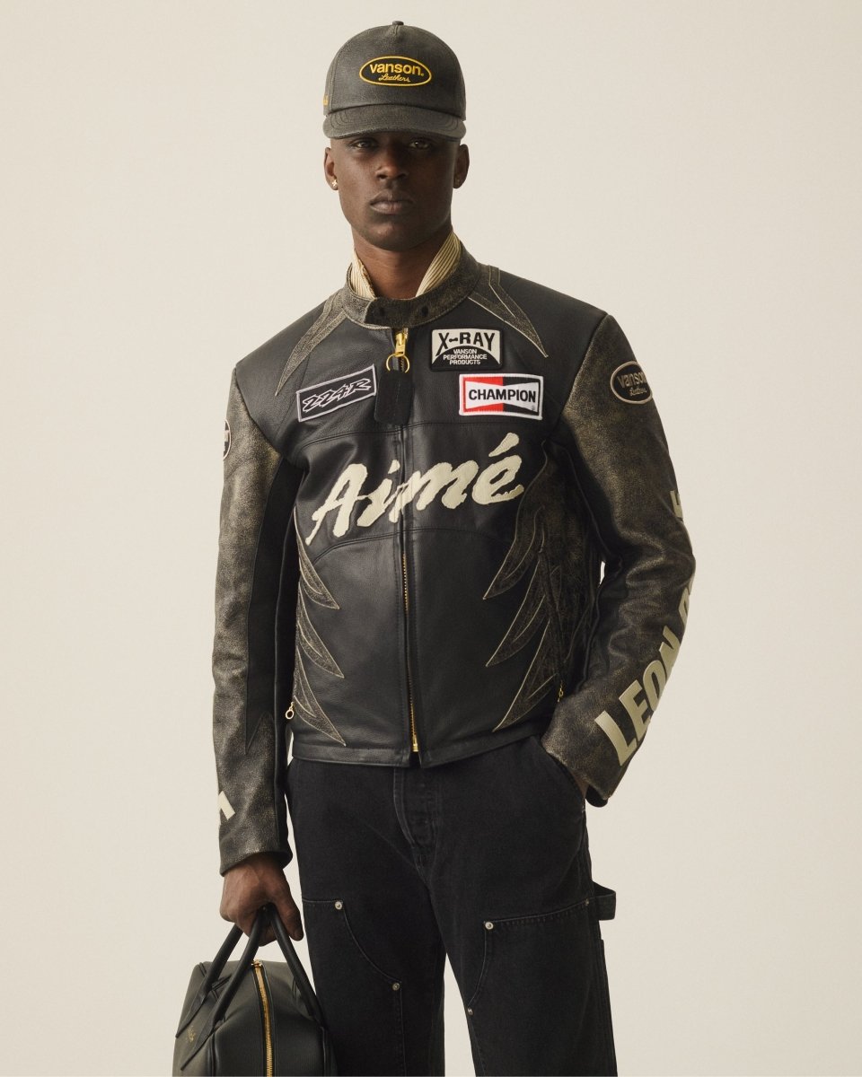 ALD Vanson Distressed Leather Moto Jacket - Tatoo Tee