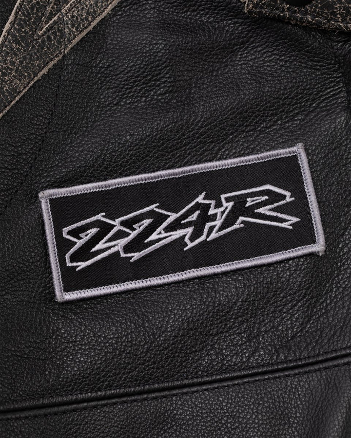 ALD Vanson Distressed Leather Moto Jacket - JET BLACK - XS - ALD Vanson Distressed Leather Moto Jacket - Tatoo Tee