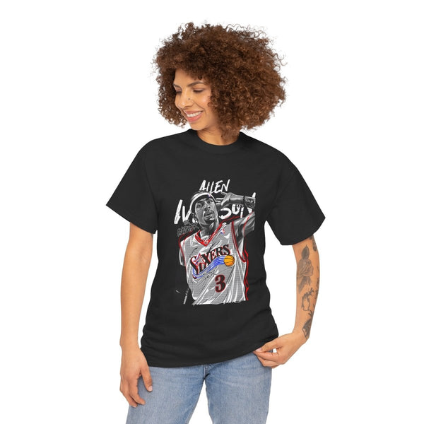 Allen Iverson Graphic Tee - Unisex Heavy Cotton Shirt for Sports Fans - Black - S - Allen Iverson Graphic Tee - Unisex Heavy Cotton Shirt for Sports Fans - Tatoo Tee