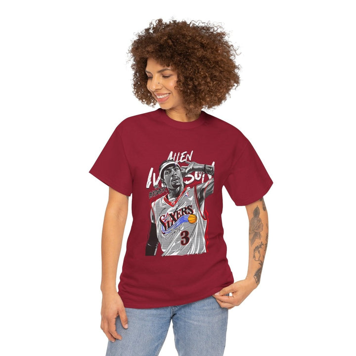 Allen Iverson Graphic Tee - Unisex Heavy Cotton Shirt for Sports Fans - Cardinal Red - S - Allen Iverson Graphic Tee - Unisex Heavy Cotton Shirt for Sports Fans - Tatoo Tee