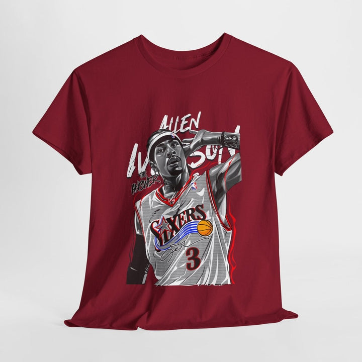 Allen Iverson Graphic Tee - Unisex Heavy Cotton Shirt for Sports Fans - Cardinal Red - S - Allen Iverson Graphic Tee - Unisex Heavy Cotton Shirt for Sports Fans - Tatoo Tee