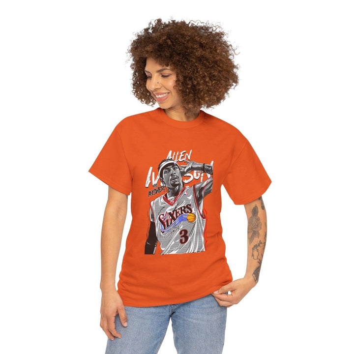 Allen Iverson Graphic Tee - Unisex Heavy Cotton Shirt for Sports Fans - Orange - S - Allen Iverson Graphic Tee - Unisex Heavy Cotton Shirt for Sports Fans - Tatoo Tee