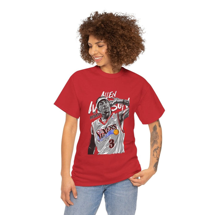 Allen Iverson Graphic Tee - Unisex Heavy Cotton Shirt for Sports Fans - Red - S - Allen Iverson Graphic Tee - Unisex Heavy Cotton Shirt for Sports Fans - Tatoo Tee