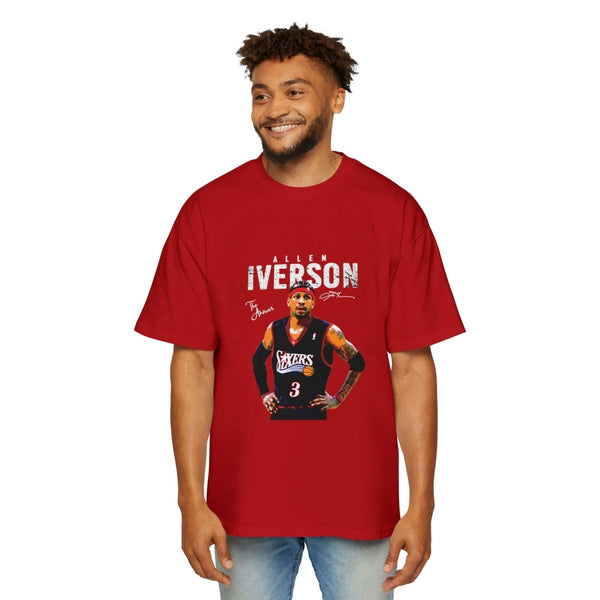 Allen Iverson Men's Heavy Oversized Tee - Retro Basketball Shirt, Streetwear Fashion - S - Red - Allen Iverson Men's Heavy Oversized Tee - Retro Basketball Shirt, Streetwear Fashion - Tatoo Tee