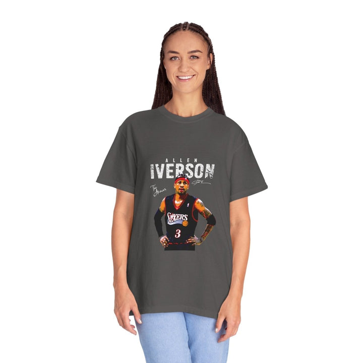 Allen Iverson Unisex Garment - Dyed T-shirt, NBA Basketball Tee - Graphite - S - Allen Iverson Unisex Garment - Dyed T-shirt, NBA Basketball Tee - Tatoo Tee