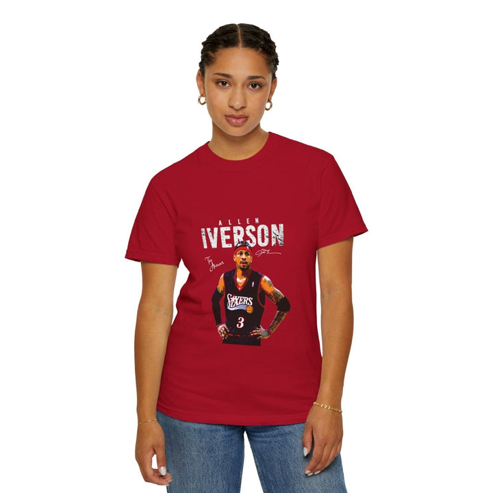 Allen Iverson Unisex Garment - Dyed T-shirt, NBA Basketball Tee - Red - S - Allen Iverson Unisex Garment - Dyed T-shirt, NBA Basketball Tee - Tatoo Tee