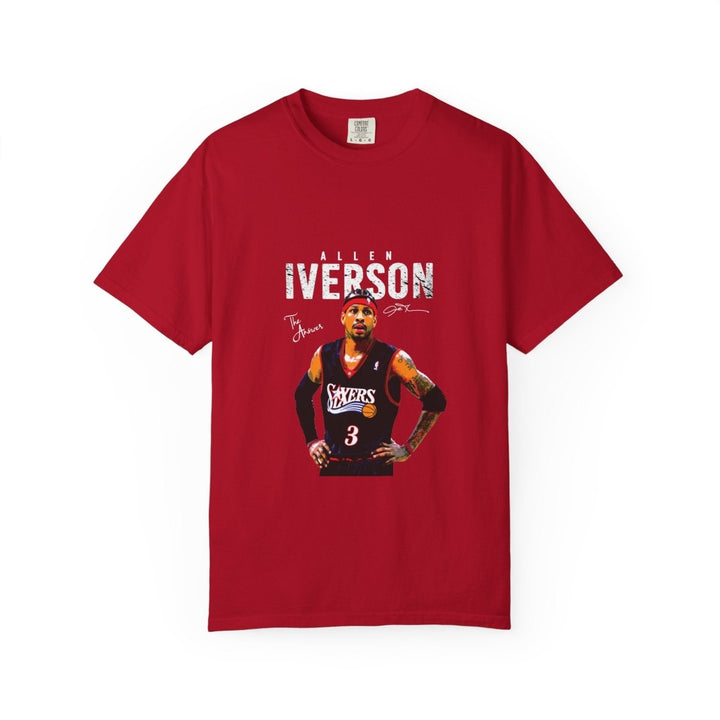 Allen Iverson Unisex Garment - Dyed T-shirt, NBA Basketball Tee - Red - S - Allen Iverson Unisex Garment - Dyed T-shirt, NBA Basketball Tee - Tatoo Tee